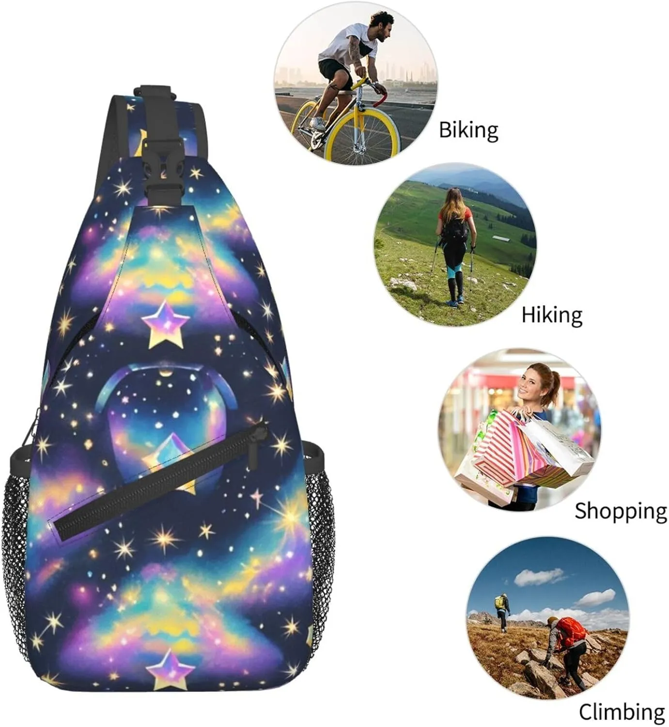 Vintage Floral Crossbody Bags Cross Chest Bag Adjustable Sling Backpack for Women Men