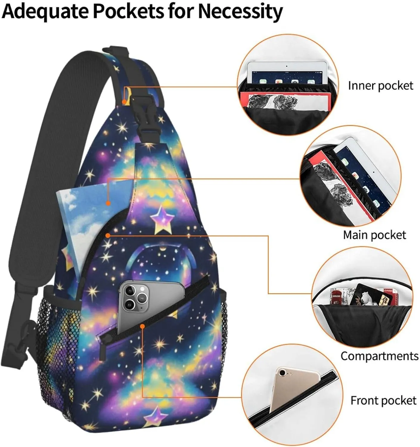 Vintage Floral Crossbody Bags Cross Chest Bag Adjustable Sling Backpack for Women Men