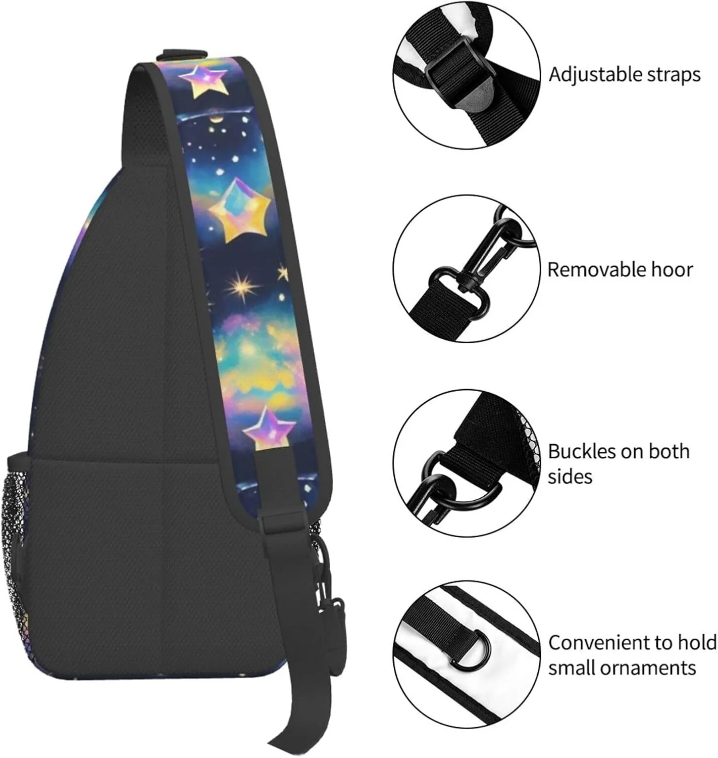 Vintage Floral Crossbody Bags Cross Chest Bag Adjustable Sling Backpack for Women Men