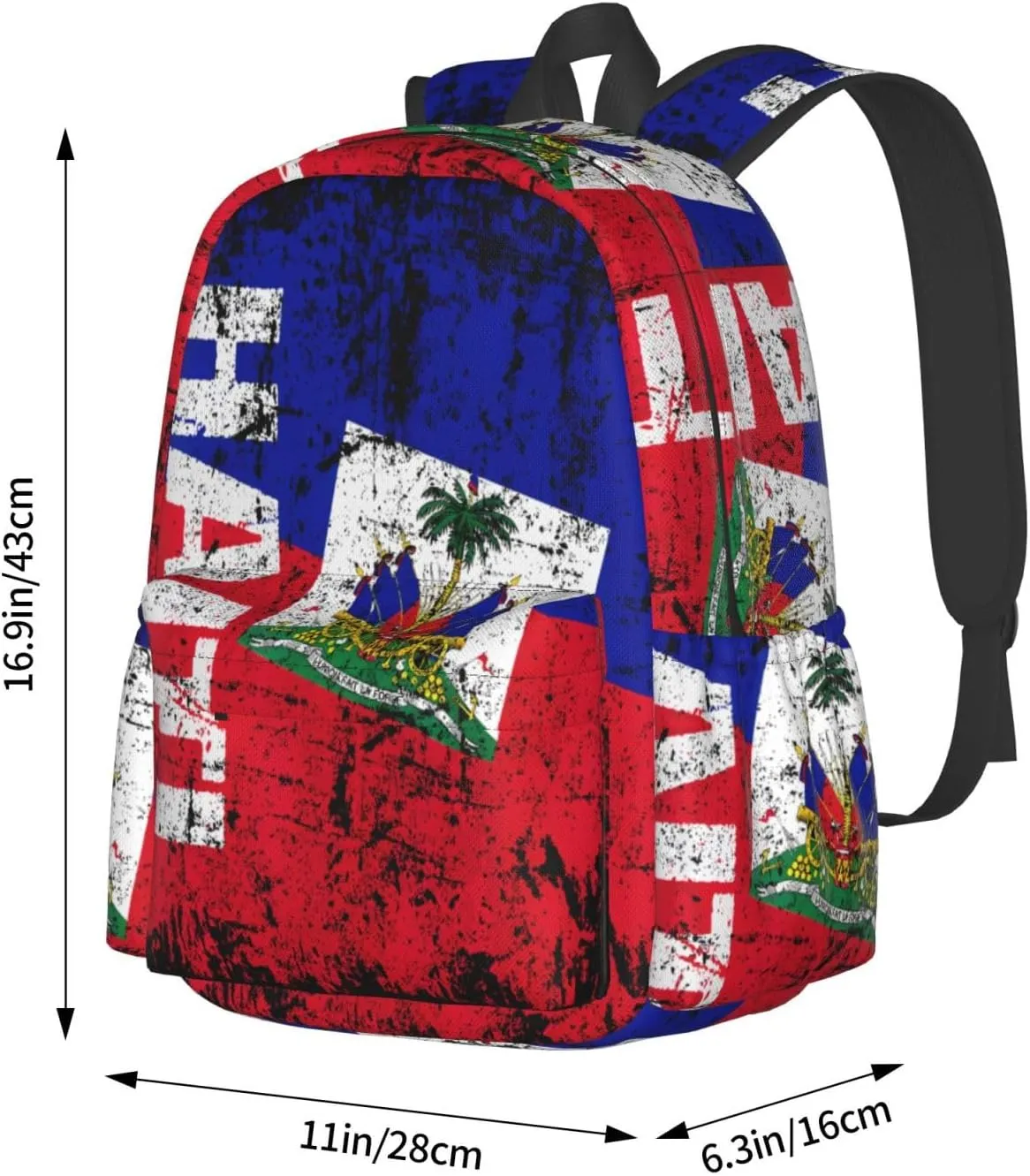 Vintage Haiti Flag Backpack Large Capacity Backpack Lightweight Double Shoulder Bag For Women Men Travel