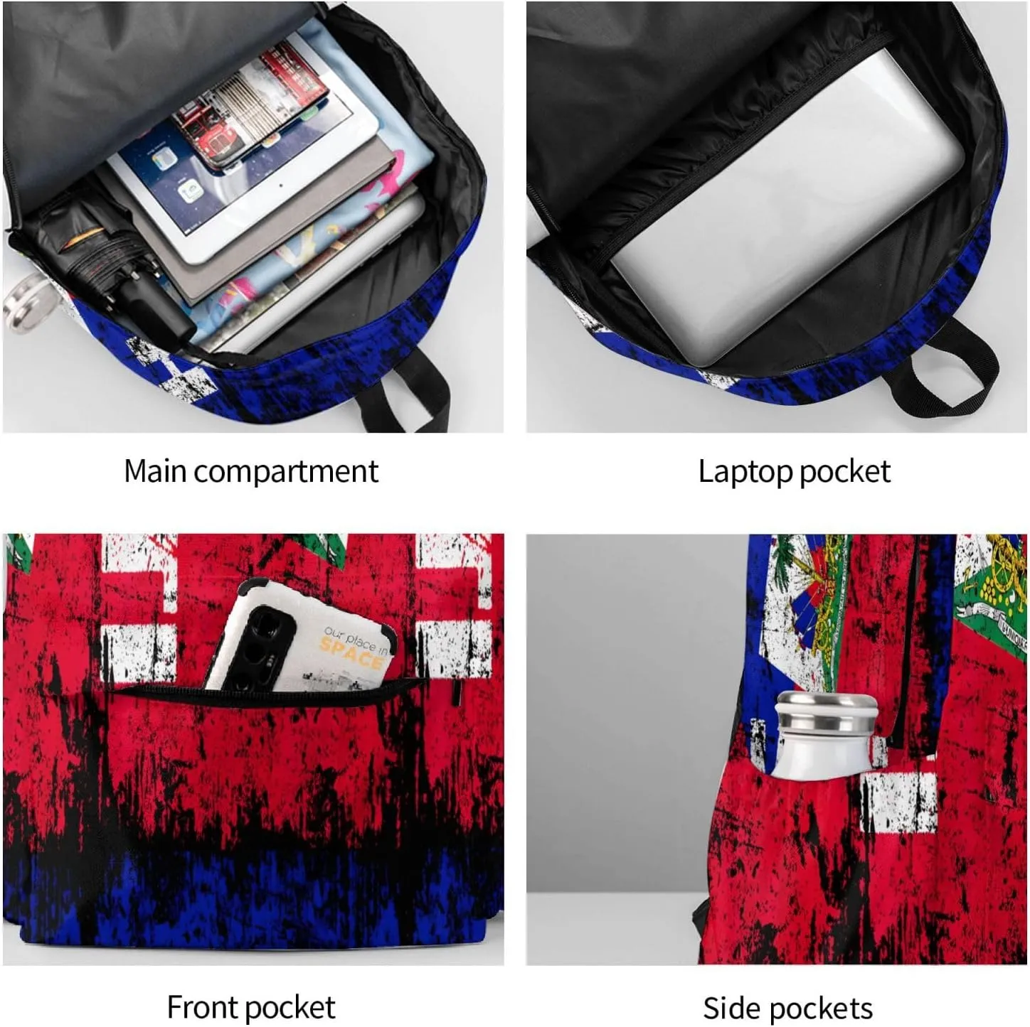 Vintage Haiti Flag Backpack Large Capacity Backpack Lightweight Double Shoulder Bag For Women Men Travel