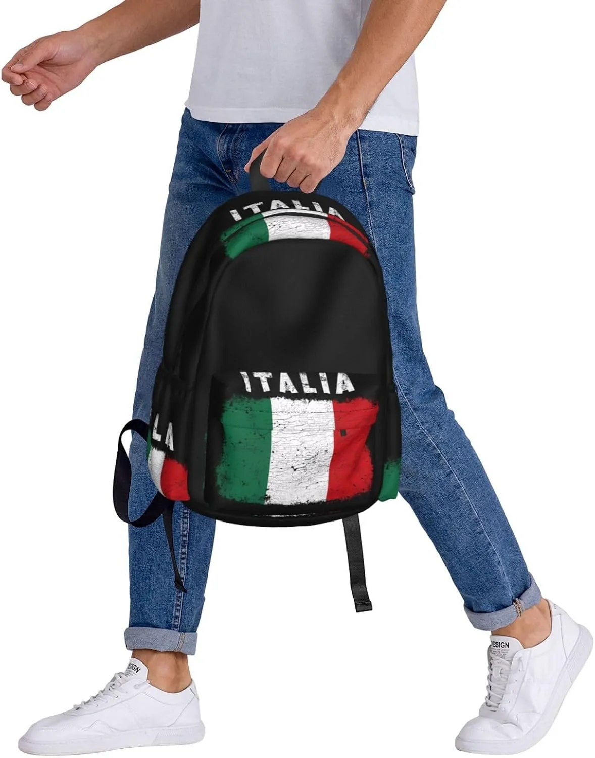 Vintage Italy Italia Italian Flag Backpack Large Capacity Backpack Lightweight Double Shoulder Bag For Women Men Travel
