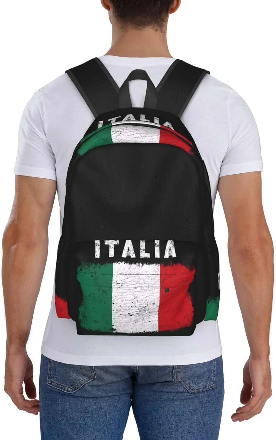 Vintage Italy Italia Italian Flag Backpack Large Capacity Backpack Lightweight Double Shoulder Bag For Women Men Travel