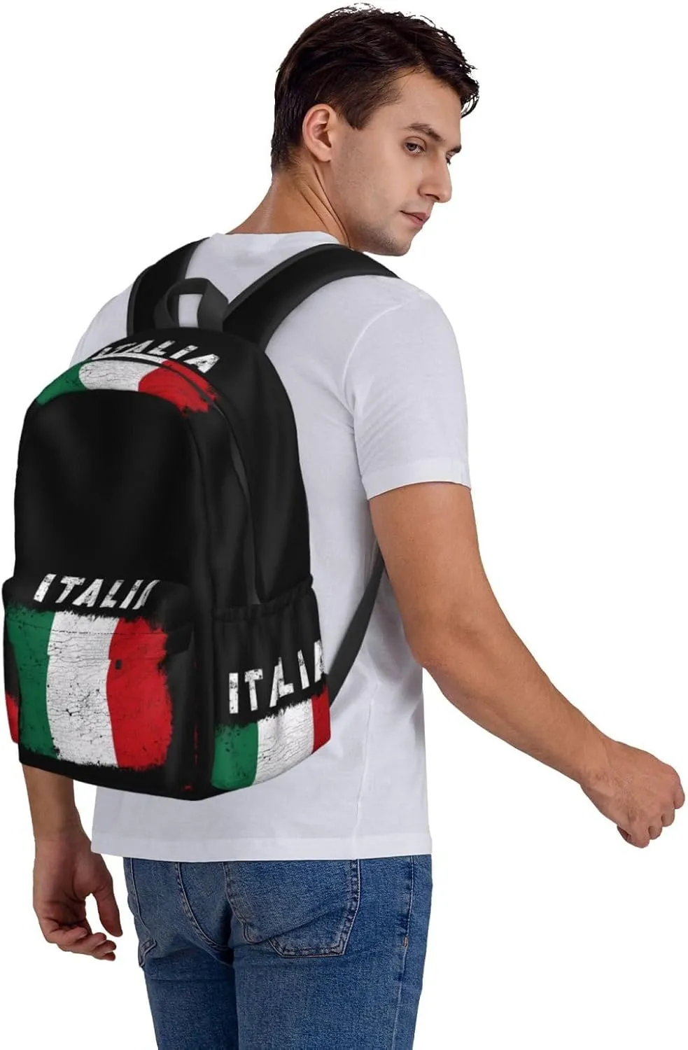 Vintage Italy Italia Italian Flag Backpack Large Capacity Backpack Lightweight Double Shoulder Bag For Women Men Travel