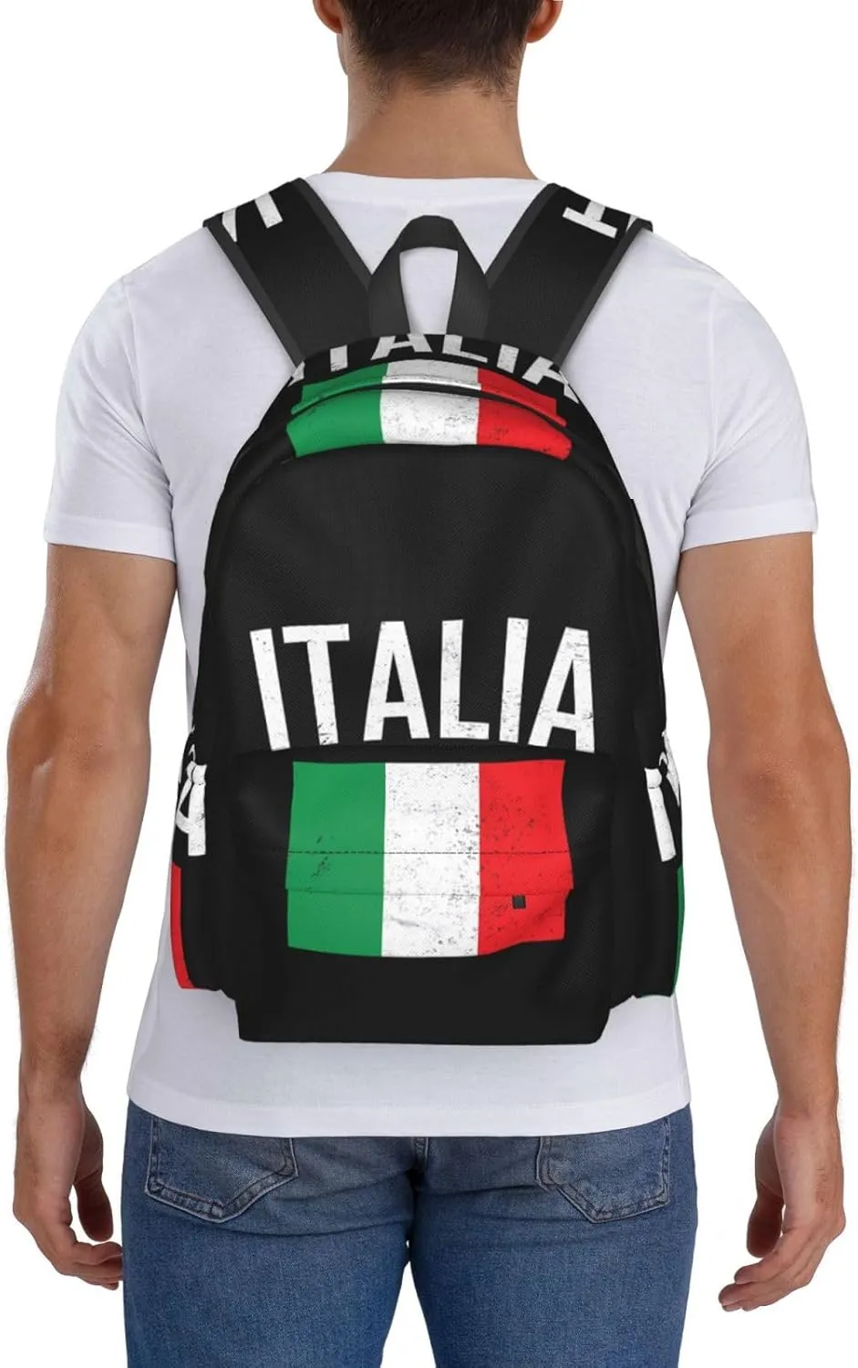 Vintage Italy Italia Italian Flags Backpack Large Capacity Backpack Lightweight Double Shoulder Bag For Women Men Travel