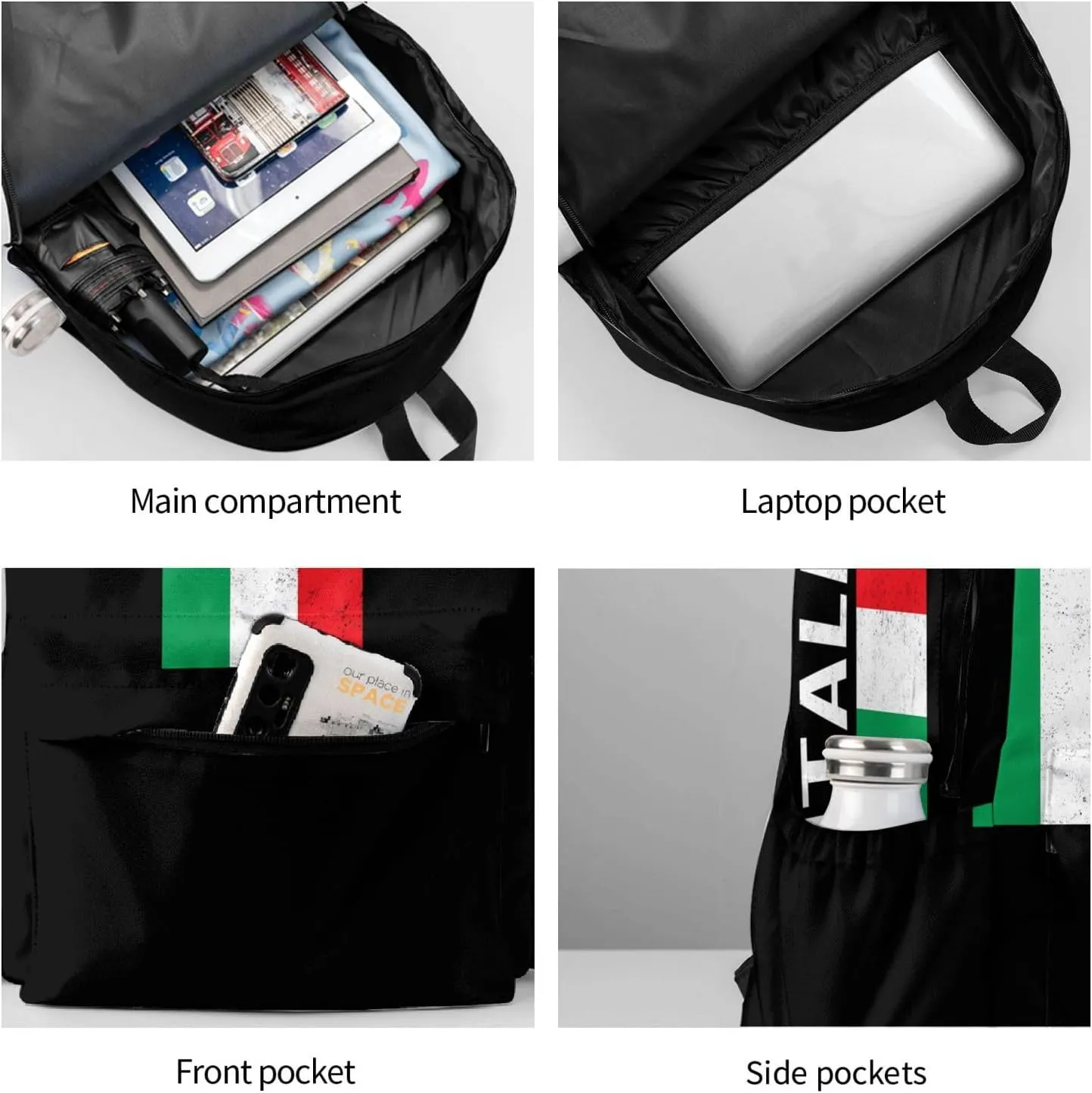 Vintage Italy Italia Italian Flags Backpack Large Capacity Backpack Lightweight Double Shoulder Bag For Women Men Travel