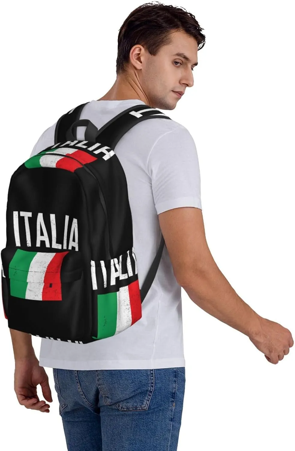 Vintage Italy Italia Italian Flags Backpack Large Capacity Backpack Lightweight Double Shoulder Bag For Women Men Travel