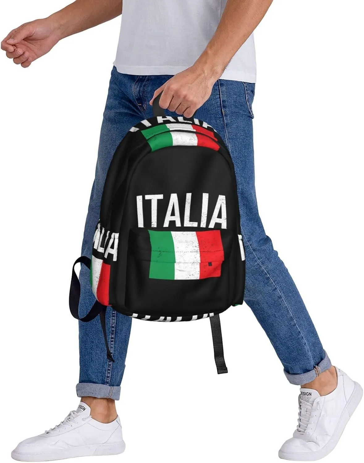 Vintage Italy Italia Italian Flags Backpack Large Capacity Backpack Lightweight Double Shoulder Bag For Women Men Travel