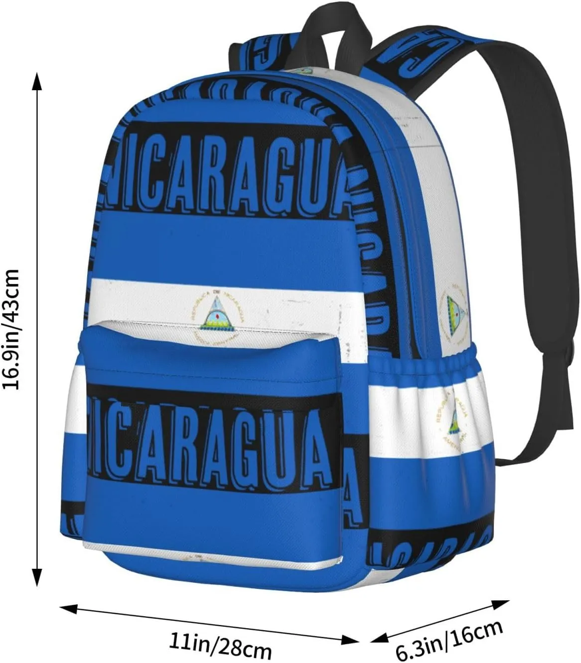 Vintage Nicaragua Flag Backpack Large Capacity Backpack Lightweight Double Shoulder Bag For Women Men Travel
