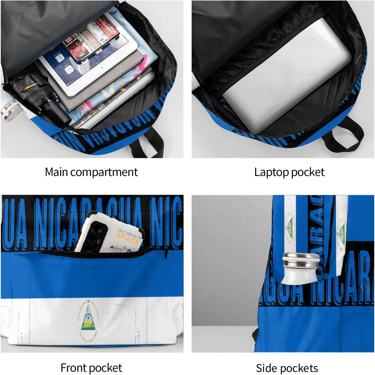 Vintage Nicaragua Flag Backpack Large Capacity Backpack Lightweight Double Shoulder Bag For Women Men Travel