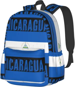 Vintage Nicaragua Flag Backpack Large Capacity Backpack Lightweight Double Shoulder Bag For Women Men Travel