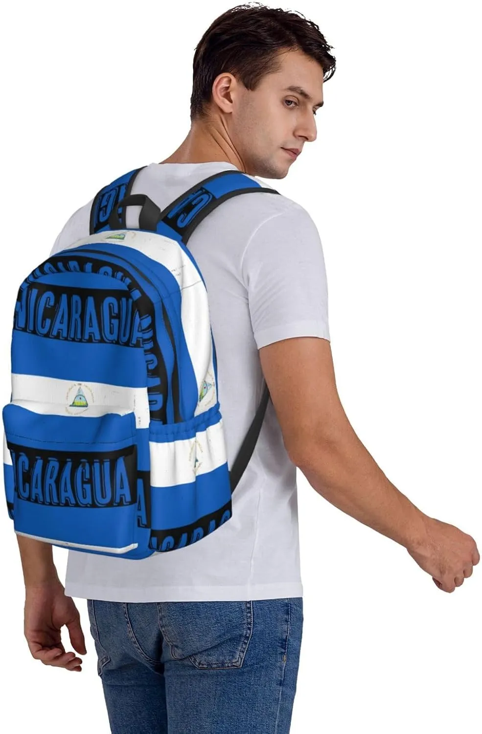 Vintage Nicaragua Flag Backpack Large Capacity Backpack Lightweight Double Shoulder Bag For Women Men Travel