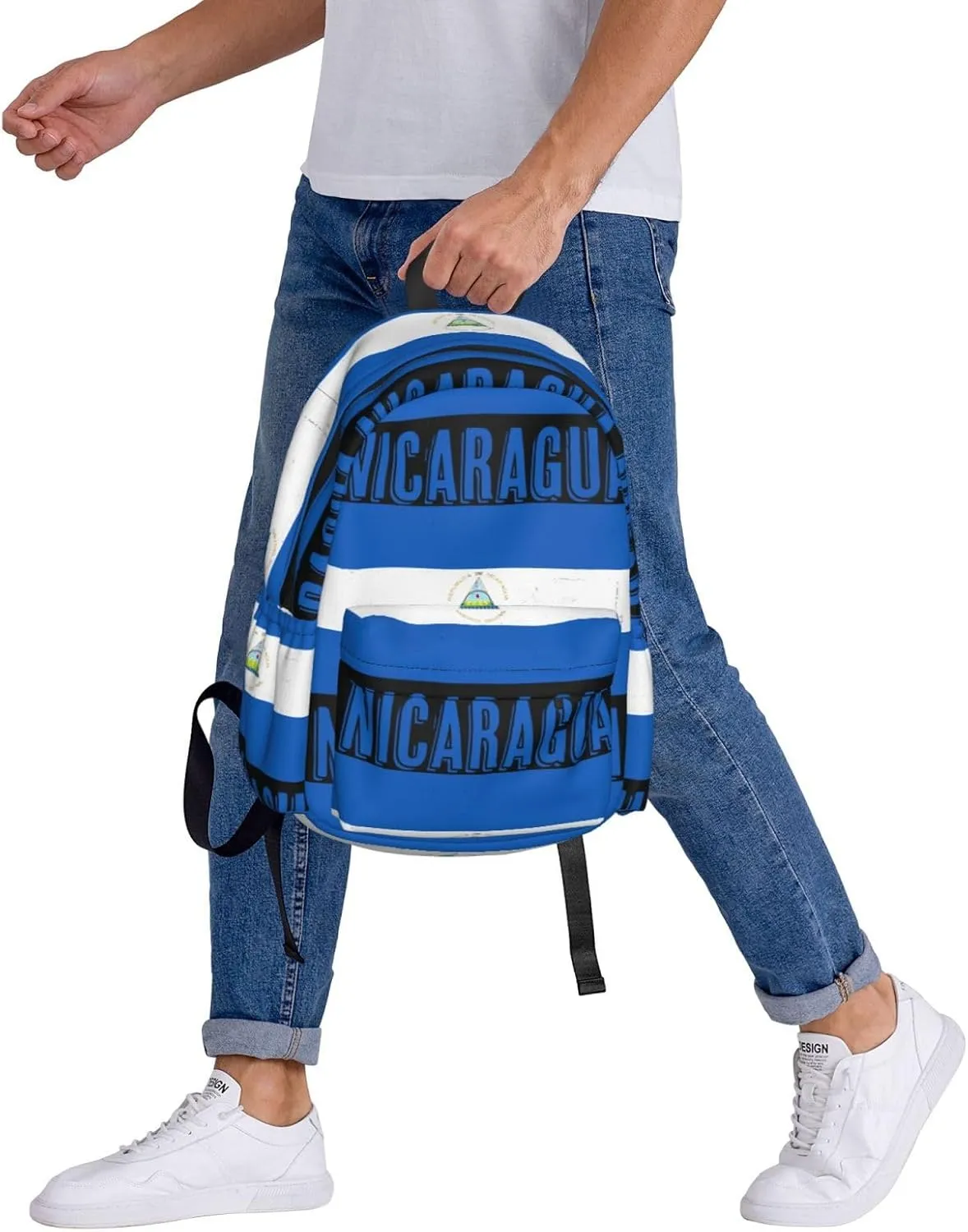 Vintage Nicaragua Flag Backpack Large Capacity Backpack Lightweight Double Shoulder Bag For Women Men Travel