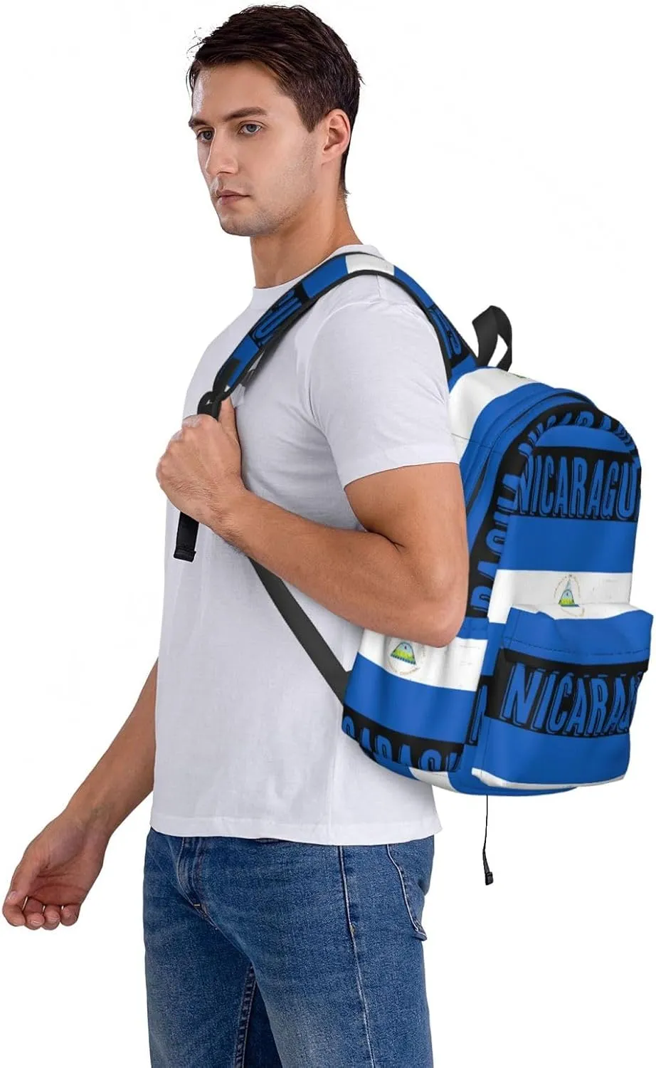 Vintage Nicaragua Flag Backpack Large Capacity Backpack Lightweight Double Shoulder Bag For Women Men Travel