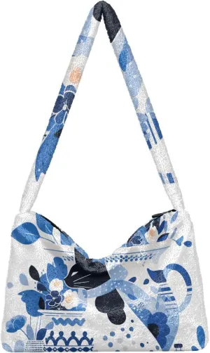 Vintage Plant Rose Dragonfly Wind Shoulder Tote Bag, Soft Shoulder Bag, Shoulder Handbag Women