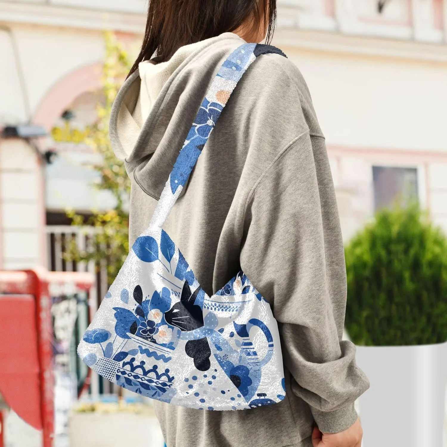 Vintage Plant Rose Dragonfly Wind Shoulder Tote Bag, Soft Shoulder Bag, Shoulder Handbag Women