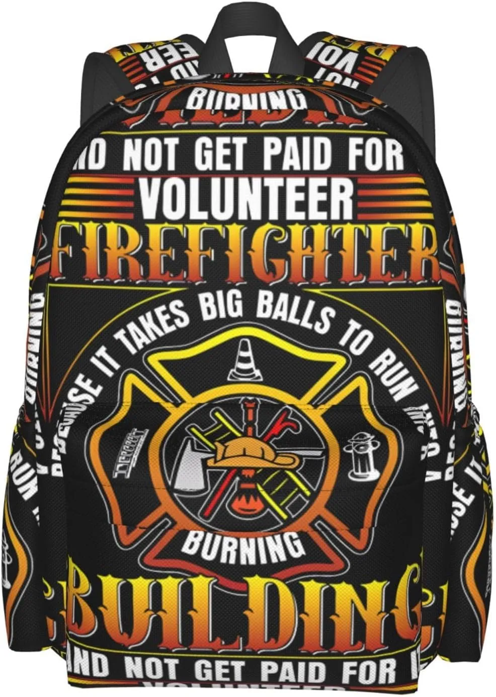 Volunteer Firefighter Building Backpack Casual Laptop Backpack Large Capacity Double Shoulder Bag Travel Daypack For Women Men