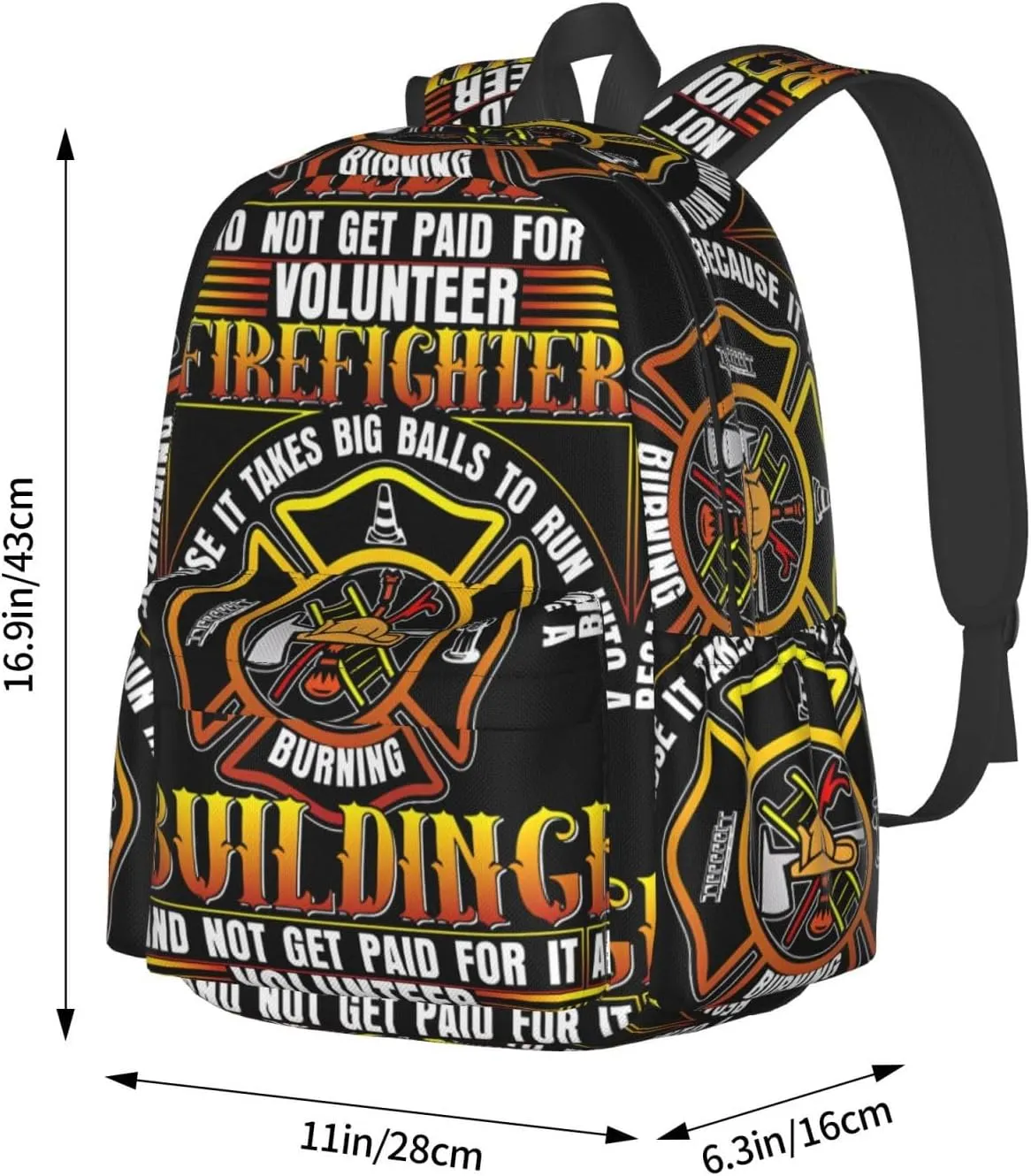 Volunteer Firefighter Building Backpack Casual Laptop Backpack Large Capacity Double Shoulder Bag Travel Daypack For Women Men
