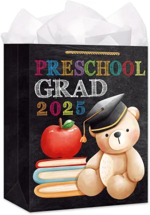 WaaHome Preschool Graduation Gift Bag for Boys Girls 2025 - Preschool Grad Gift Bags with Tissue Paper and Handle, 11.5'' Large Kids Graduation Wrapping Paper Bag for Daughter Son Students