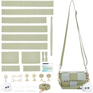 WADORN DIY PU Leather Purse Bag Making Kit, Crossbody Shoulder Bag Making Set for Purse DIY Making Handmade Stitch Leather Bag Making Materials for DIY Handbag Accessories Crossbody Bag Making, Green