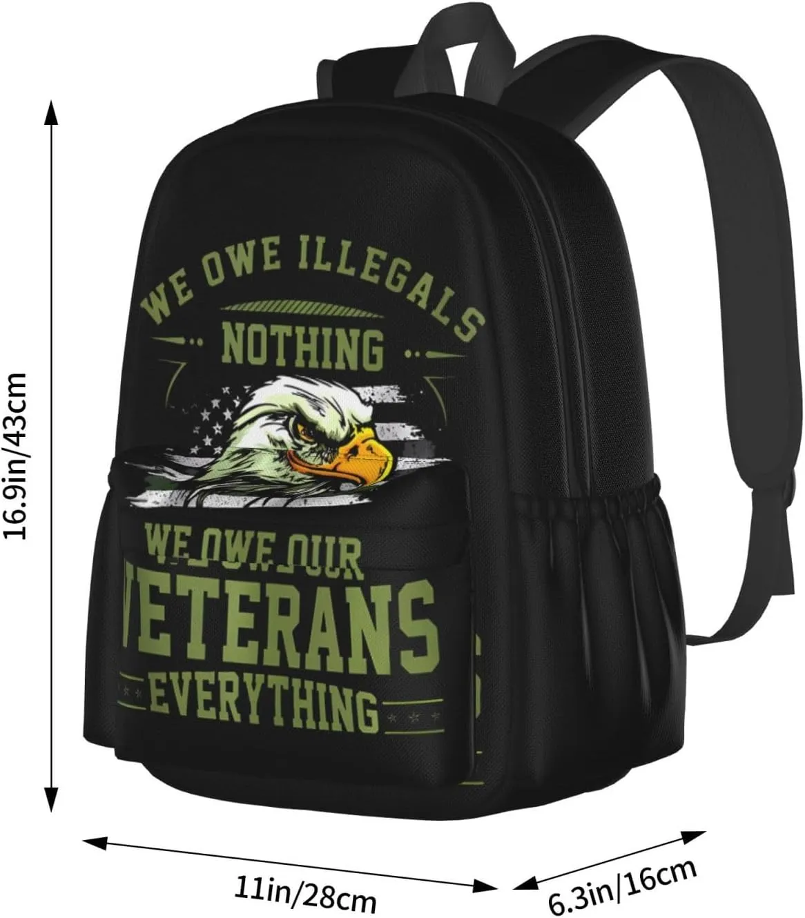 We Owe Our Veterans Everything American Flag Eagle Backpack Casual Laptop Backpack Large Capacity Double Shoulder Bag Travel Daypack For Women Men