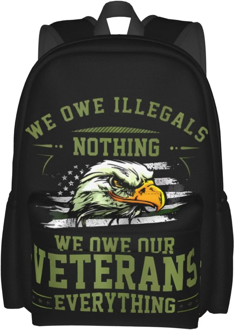 We Owe Our Veterans Everything American Flag Eagle Backpack Casual Laptop Backpack Large Capacity Double Shoulder Bag Travel Daypack For Women Men