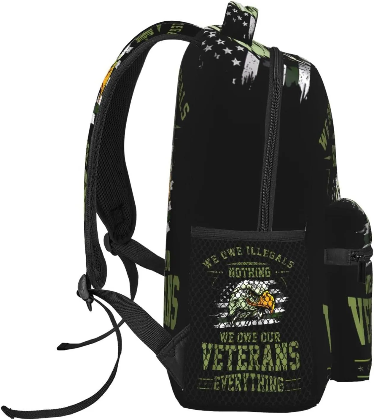 We Owe Our Veterans Everything American Flag Eagle Backpack Casual Laptop Backpack Lightweight Double Shoulder Bag Travel Daypack For Women Men