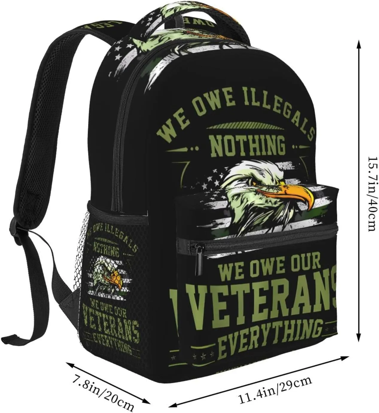 We Owe Our Veterans Everything American Flag Eagle Backpack Casual Laptop Backpack Lightweight Double Shoulder Bag Travel Daypack For Women Men