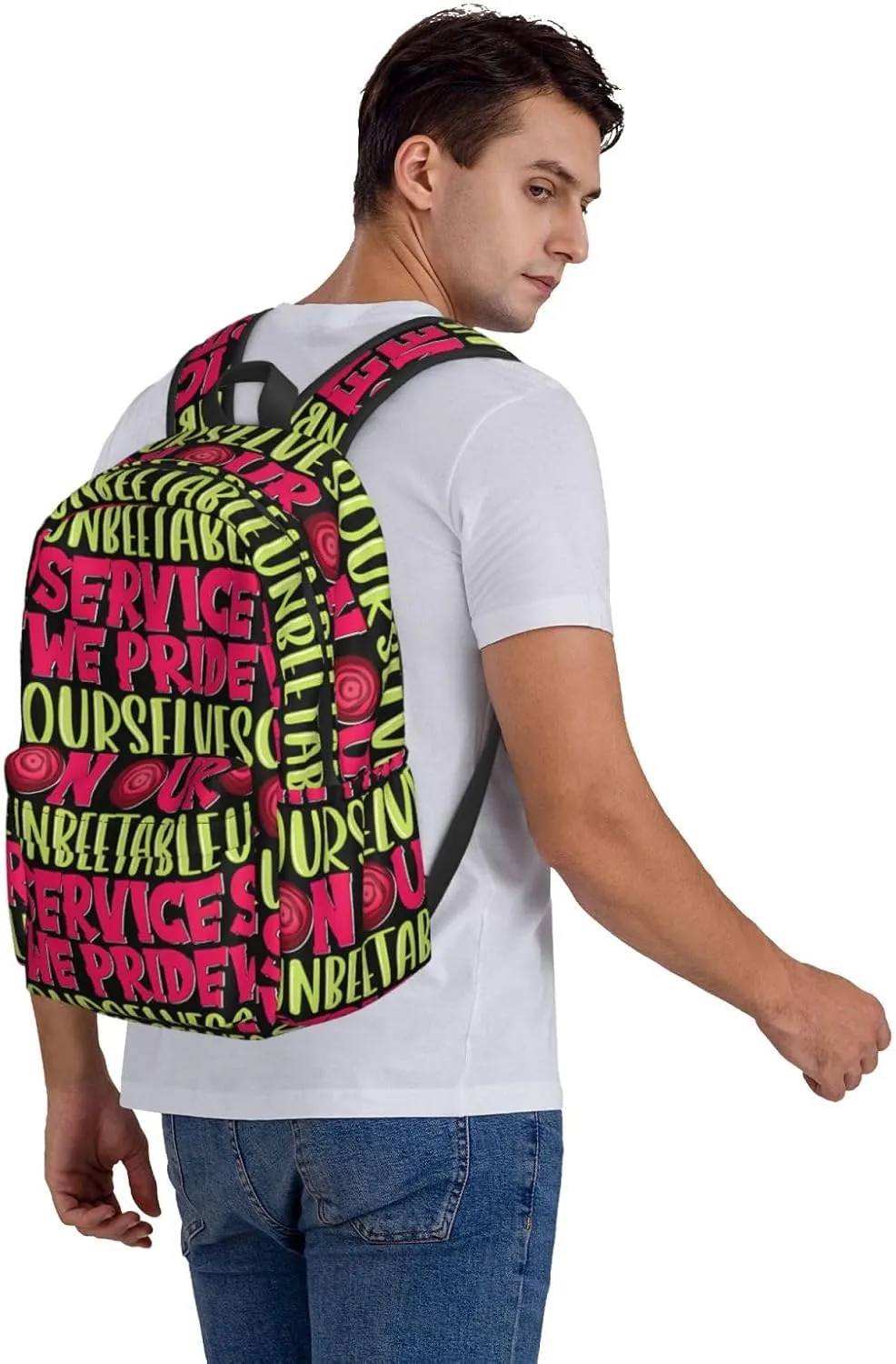 We Pride Ourselves On Our Unbeatable Service Backpack Casual Laptop Backpack Large Capacity Double Shoulder Bag Travel Daypack For Women Men