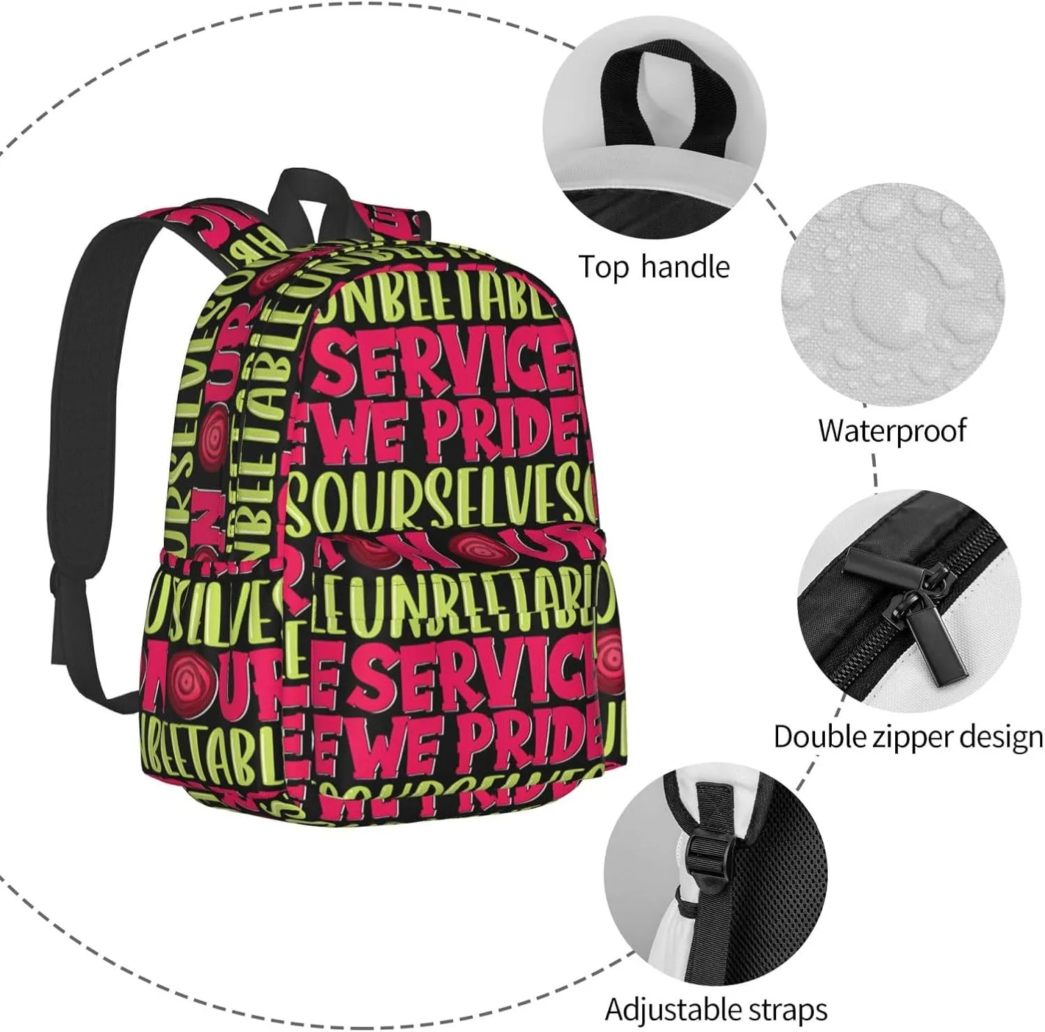 We Pride Ourselves On Our Unbeatable Service Backpack Casual Laptop Backpack Large Capacity Double Shoulder Bag Travel Daypack For Women Men