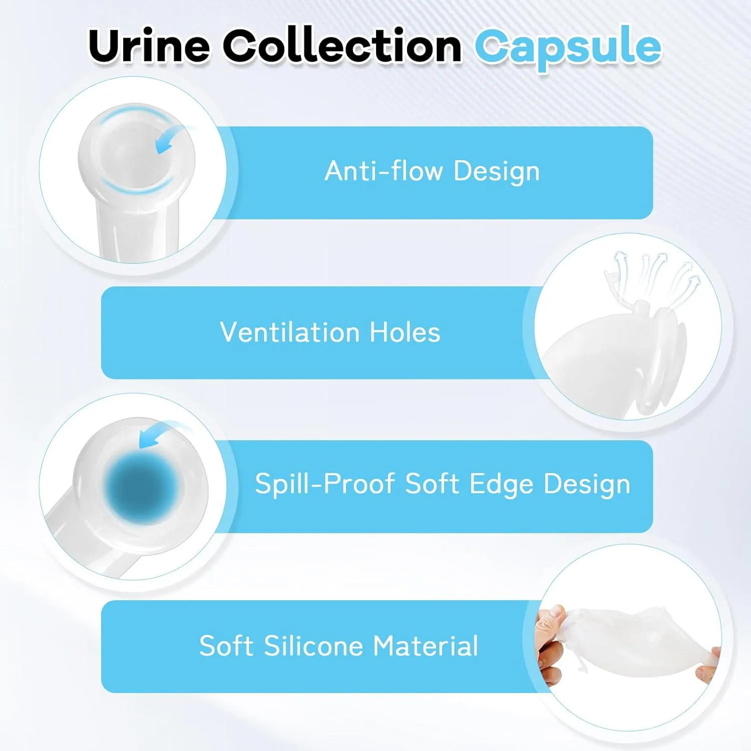 Wearable Urinal Bag Leak-Proof Anti-Reflux with Reusable Silicone Urine Catheter (2000ml & 1000ml), Portable External Urine Collector Ultimate Comfort for Men Elderly Men Black