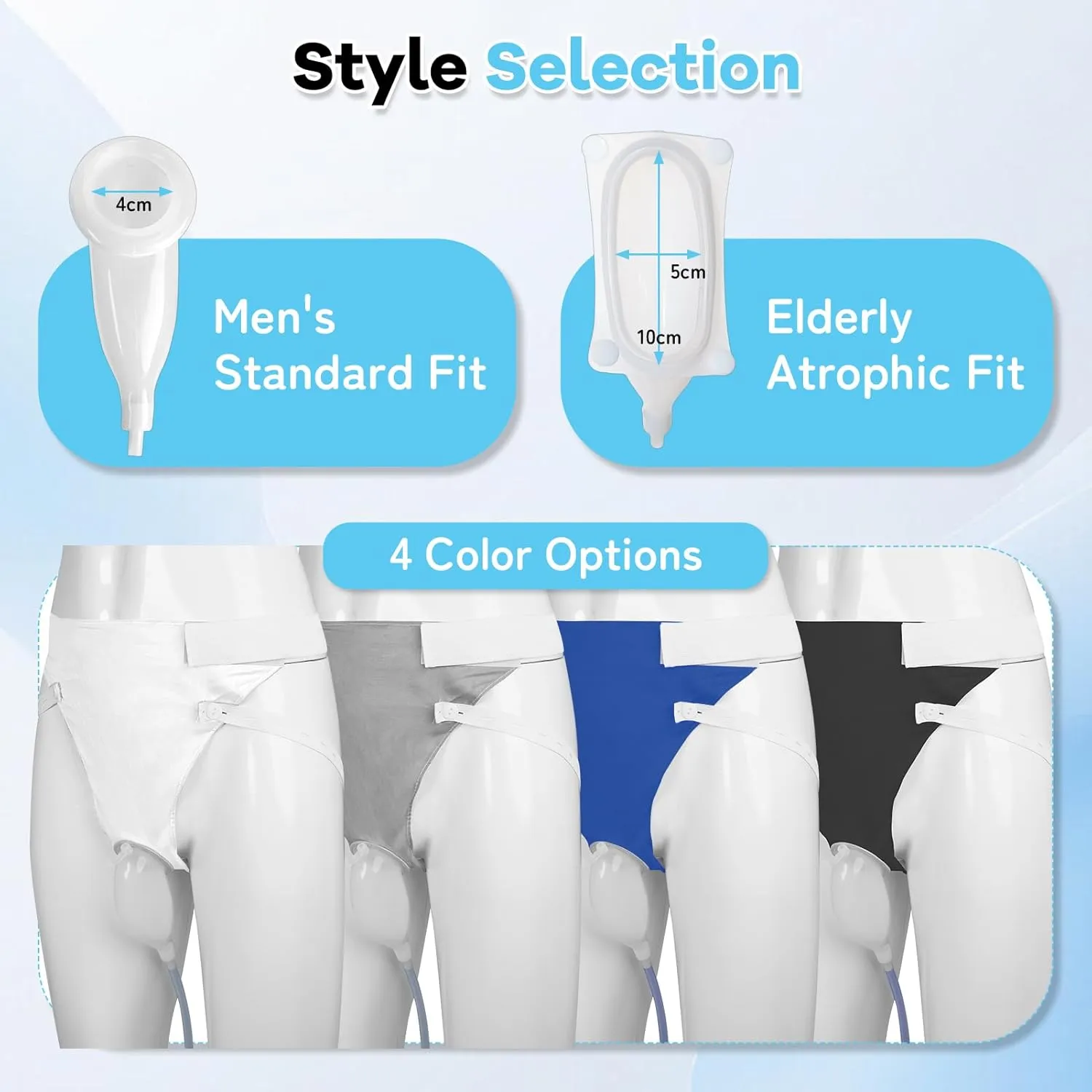 Wearable Urinal Bag Leak-Proof Anti-Reflux with Reusable Silicone Urine Catheter (2000ml & 1000ml), Portable External Urine Collector Ultimate Comfort for Men Elderly Men Black