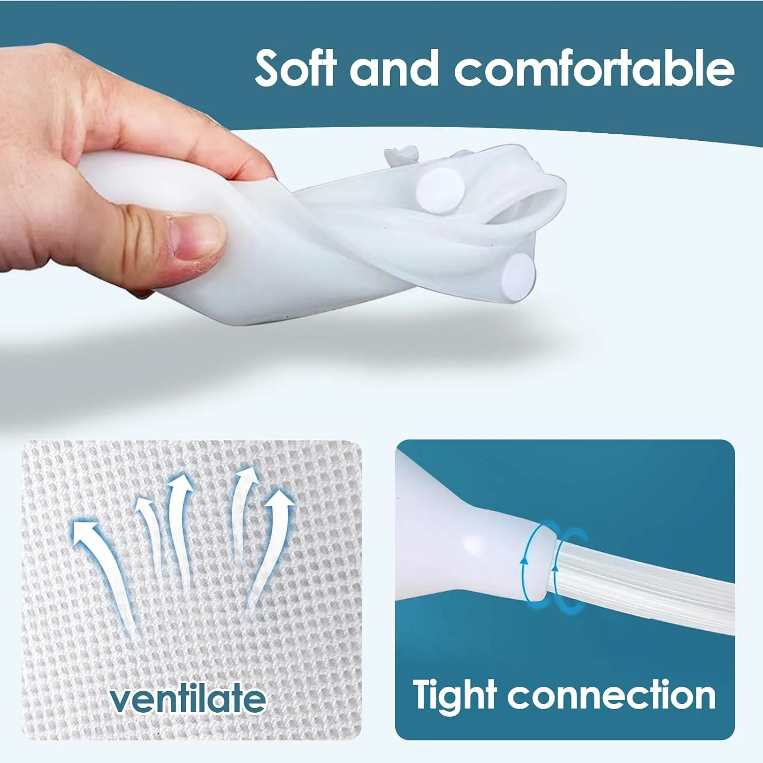 Wearable Urine Collection Set with 2 Drainage Bags (1000ml/2000ml), Reusable Silicone Urine 1.2M Catheter Bag for Men Blue