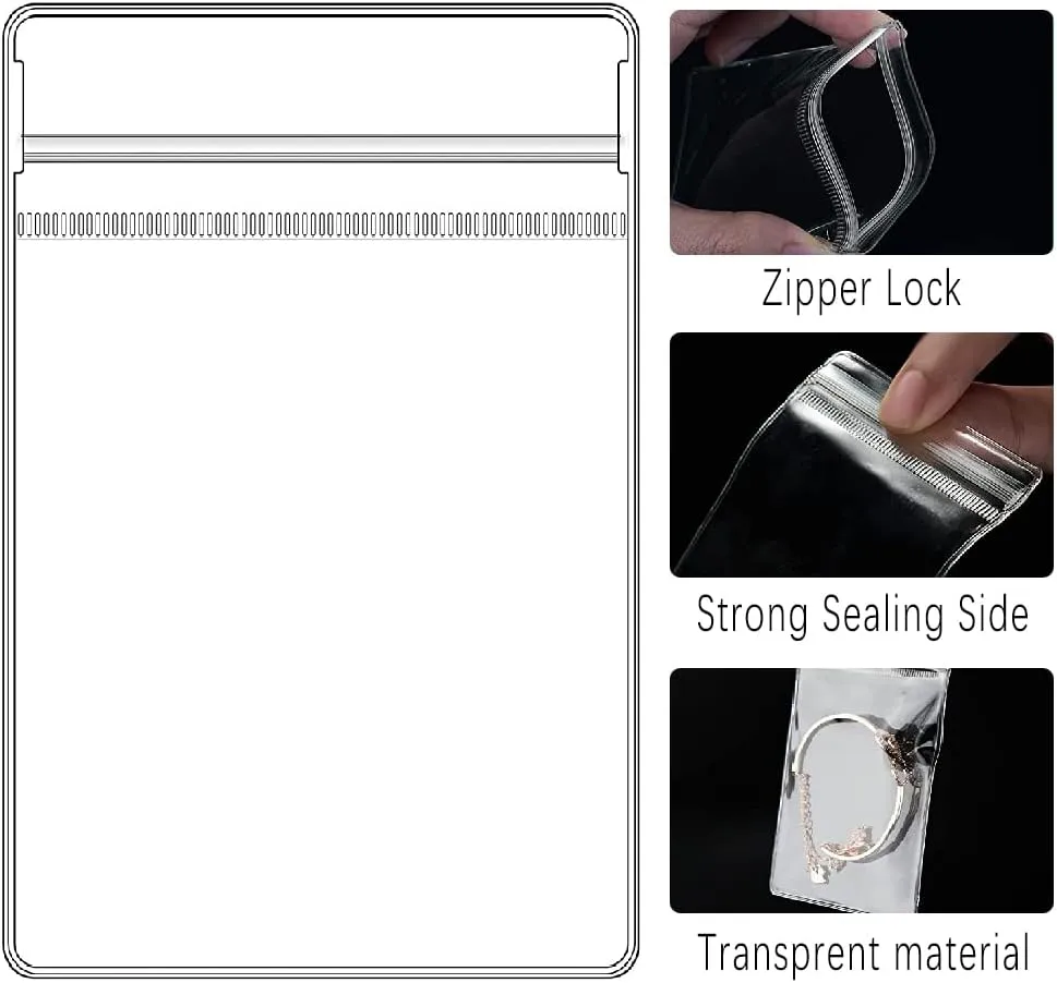 WEDDINGHELPER Jewelry Bags Small Self-Sealing Plastic Zip Clear Bags PVC Transparent Lock Bag for Storing Bracelets Rings Earrings Ziplock Pouch (150 Pcs)