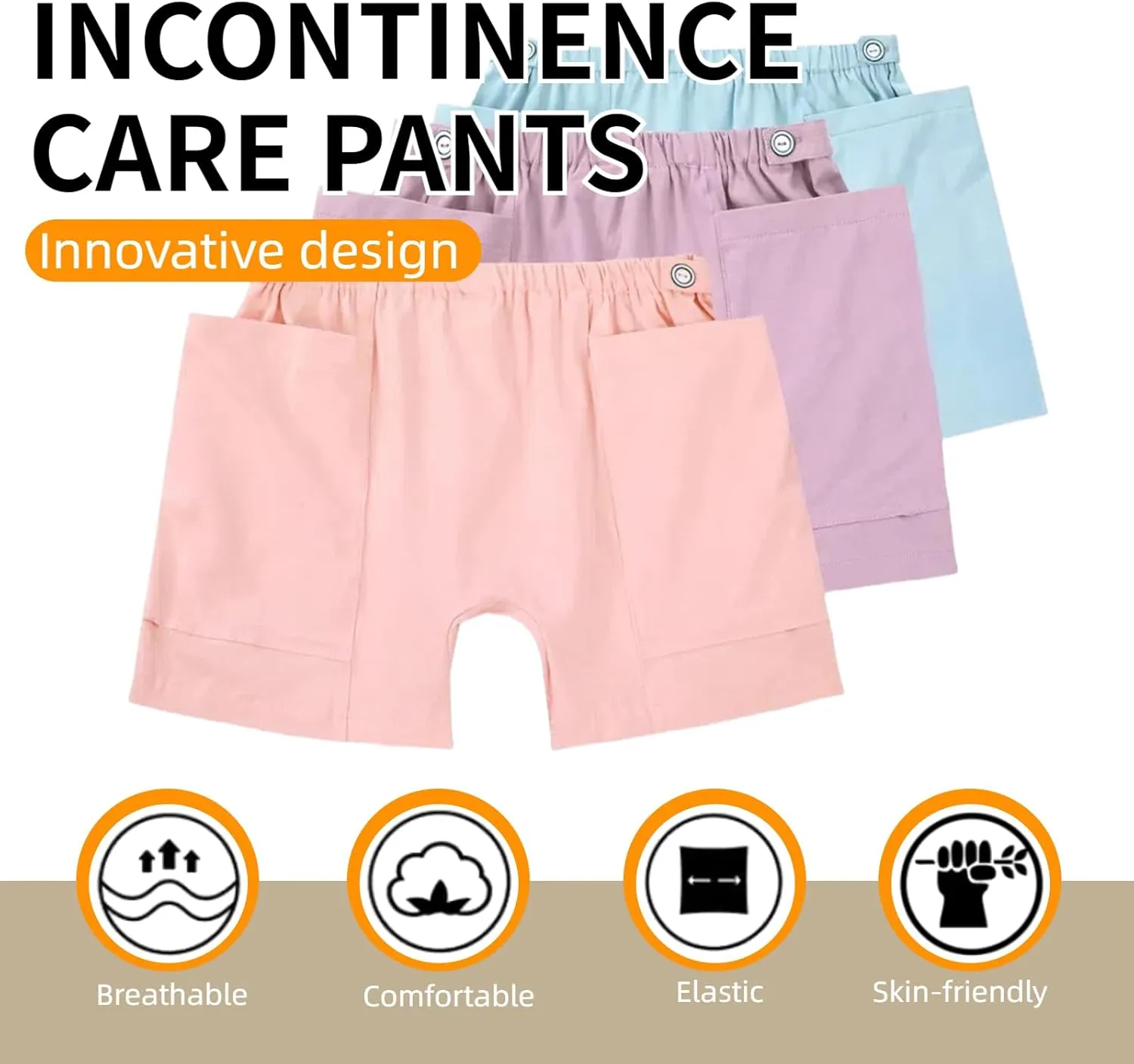 WEEOATAR Women Ostomy Pants Patient Underwear Incontinence Care Shorts,2 Side Pockets to Store Urine Bags Easy to Use,Fistula Pants for Nephrostomy,Suprapubic and Biliary Catheters(Pink,L)