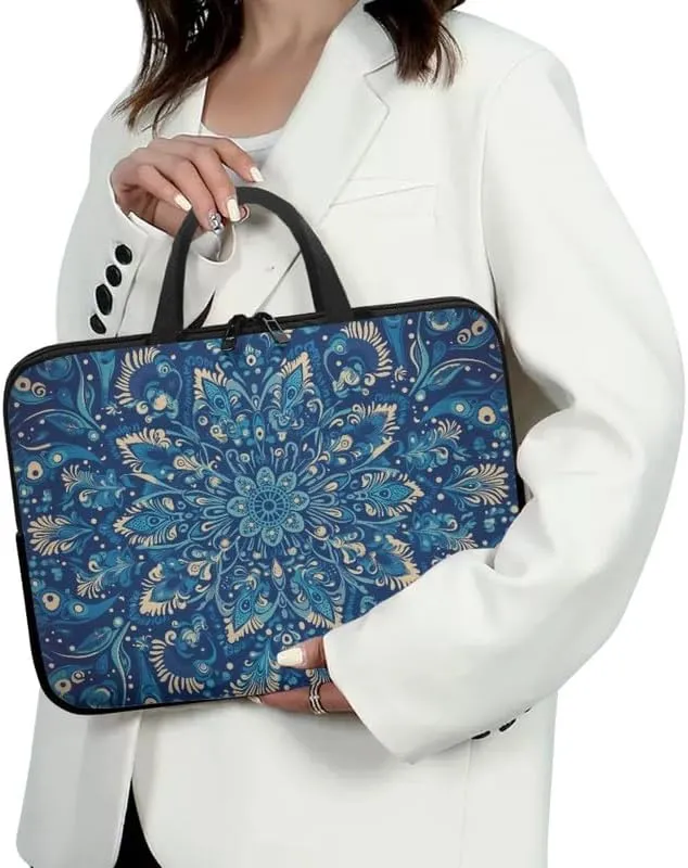 White Daisy Ladybug Laptop Bag Polka Dots Daisy Notebook Bags Border Collie Computer Case for Laptop or Tablet
