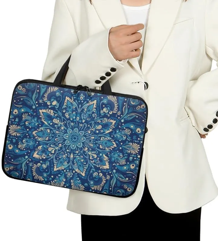 White Daisy Ladybug Laptop Bag Polka Dots Daisy Notebook Bags Border Collie Computer Case for Laptop or Tablet