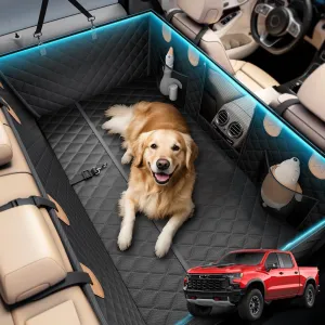 Wigoo 2025 Upgrade Dog Truck Seat Cover for Back Seat [400lbs Hard Bottom, Heavy Duty Material] Anti-Scratch Waterproof Backseat Pet Extender Hammock, Fits Large SUV Truck Van, Size L, Black&Orange