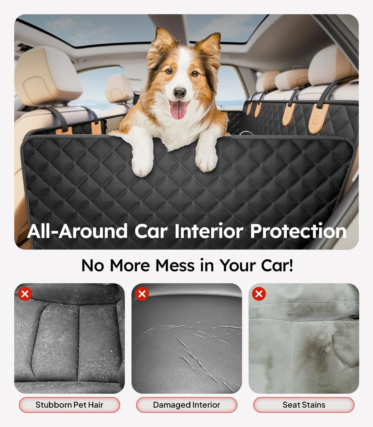 Wigoo 2025 Upgrade Dog Truck Seat Cover for Back Seat [400lbs Hard Bottom, Heavy Duty Material] Anti-Scratch Waterproof Backseat Pet Extender Hammock for Car, Fits Large Sedan SUV Truck Van, Size L
