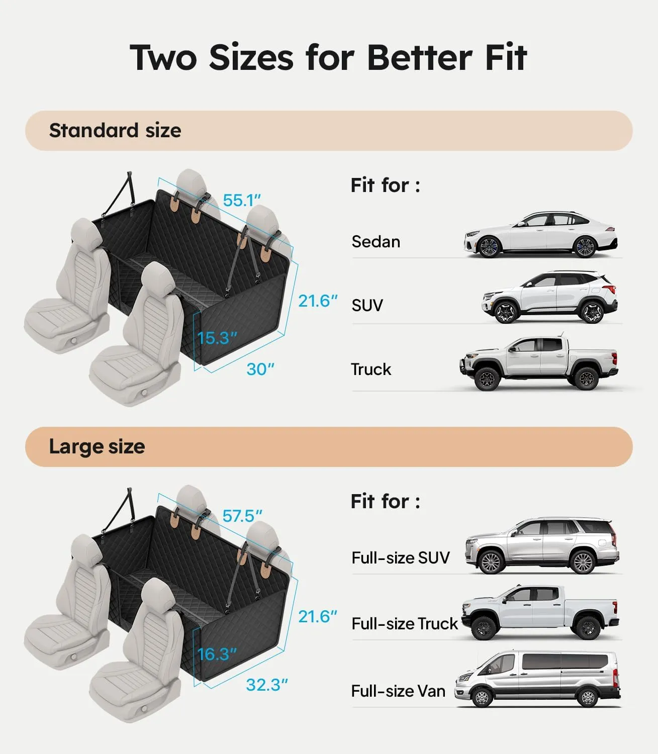 Wigoo 2025 Upgrade Dog Truck Seat Cover for Back Seat [400lbs Hard Bottom, Heavy Duty Material] Anti-Scratch Waterproof Backseat Pet Extender Hammock for Car, Fits Large Sedan SUV Truck Van, Size L