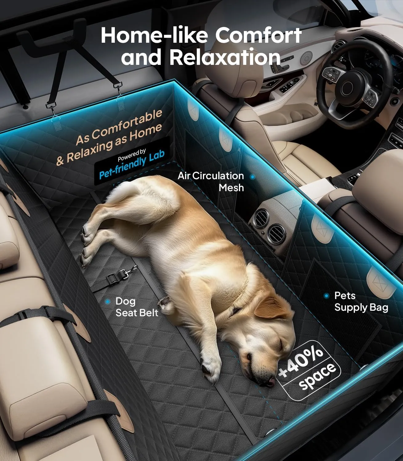 Wigoo 2025 Upgrade Dog Truck Seat Cover for Back Seat [400lbs Hard Bottom, Heavy Duty Material] Anti-Scratch Waterproof Backseat Pet Extender Hammock for Car, Fits Large Sedan SUV Truck Van, Size L
