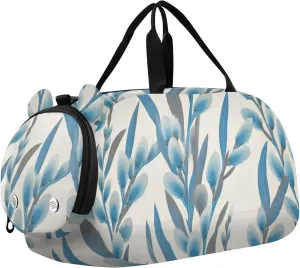 Willow Flower Tile Duffle Bag for Girl, Sports Duffle Gym Bags with Shoe Compartment, Personalized Overnight Bag Travel Weekender for Kids