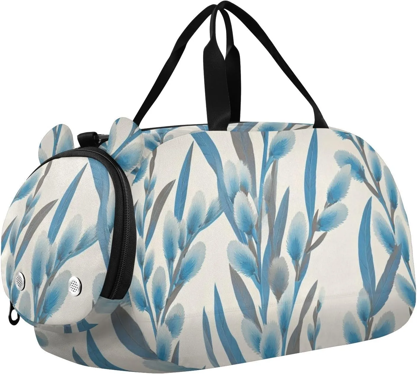 Willow Flower Tile Duffle Bag for Girl, Sports Duffle Gym Bags with Shoe Compartment, Personalized Overnight Bag Travel Weekender for Kids