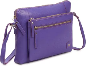 Wise Owl Accessories Small Soft Pebbled Real Leather Crossbody Handbags Purses Sling Crossover Shoulder Bag