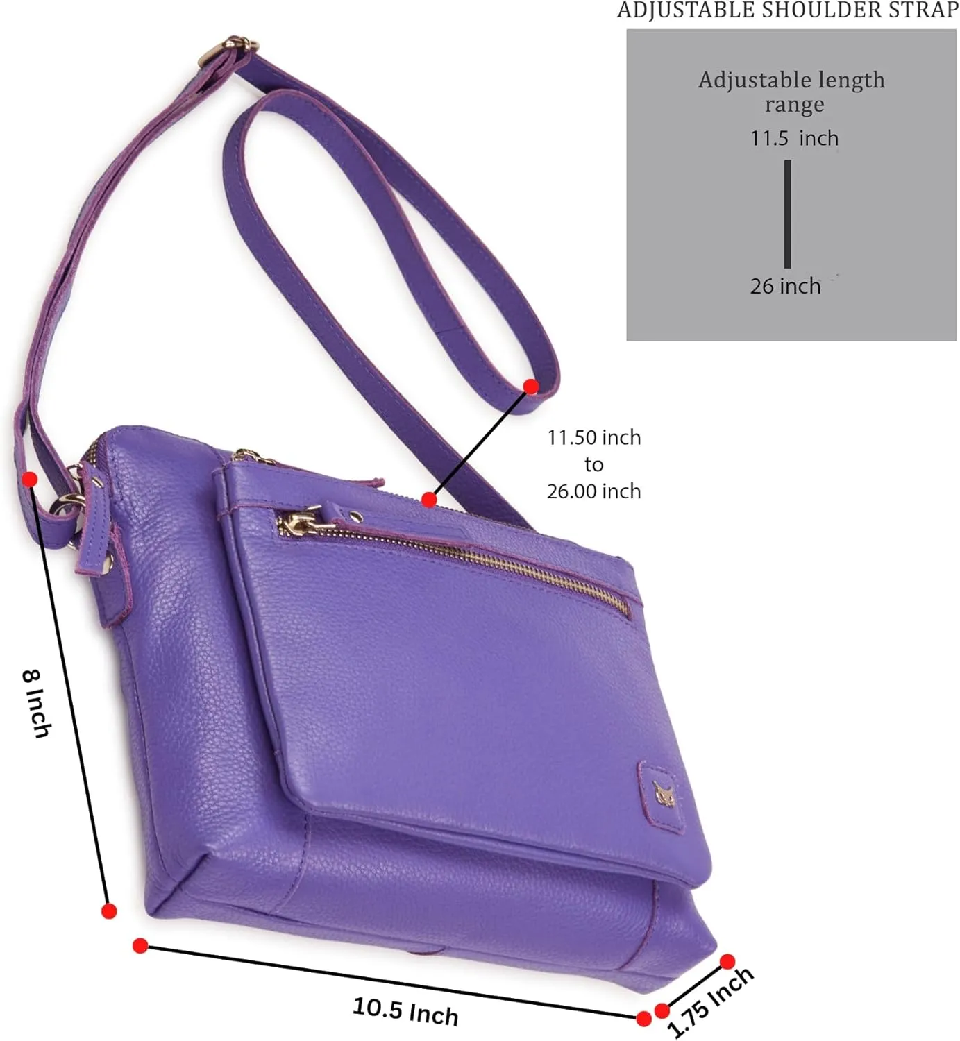 Wise Owl Accessories Small Soft Pebbled Real Leather Crossbody Handbags Purses Sling Crossover Shoulder Bag