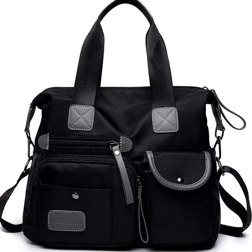 Women Casual Totes Handbags Shoulder Bags Purses Soft Nylon Bag (black)