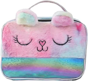 Women Girls Kids Fluffy Faux Fur Unicorn Makeup Bag Small Cosmetic Organizer Plush Travel Storage Bags Toiletry Kit Case