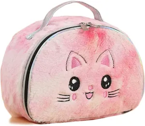 Women Girls Kids Fluffy Faux Fur Unicorn Makeup Bag Small Cosmetic Organizer Plush Travel Storage Bags Toiletry Kit Case