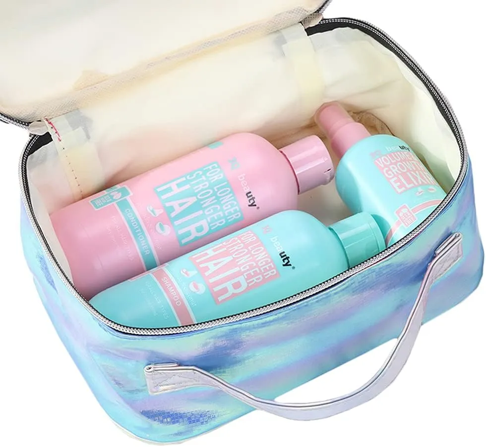 Women Girls Kids Fluffy Faux Fur Unicorn Makeup Bag Small Cosmetic Organizer Plush Travel Storage Bags Toiletry Kit Case
