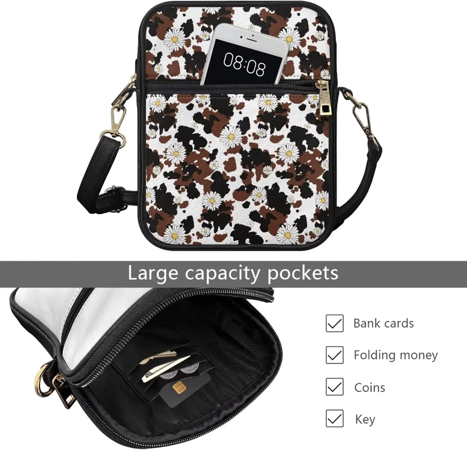 Women Small Crossbody Bags Trendy Messenger Bag Phone Purses Leather Shoulder Bag Multi Pocket Handbags